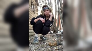 GORGEOUS GIRL POOPS IN THE WOODS. No Wipe, ScatKings.com Scat Porn 6 ScatKings.com Scat Porn