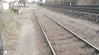 Shitting and pissing on a train track, ScatKings.com Scat Porn 14 ScatKings.com Scat Porn